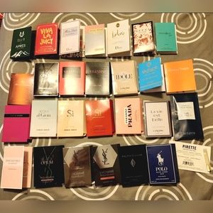 28+pc LOT High-end Prestige Perfume Samples BRAND NEW + POUCH